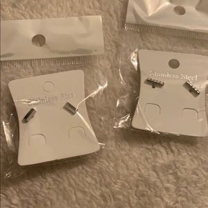 Stainless steal silver bar earrings